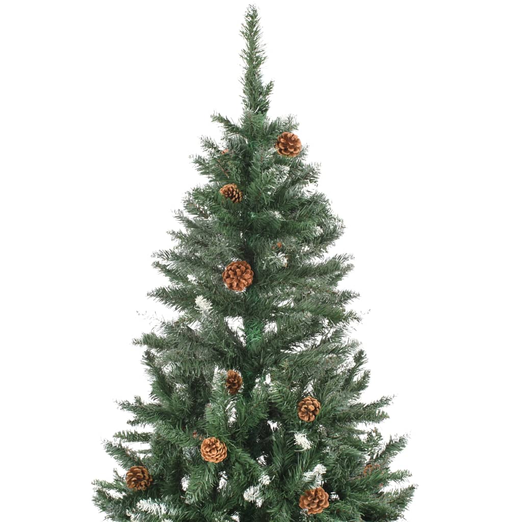 vidaXL Kunstkerstboom met dennenappels en wit glitter 150 cm