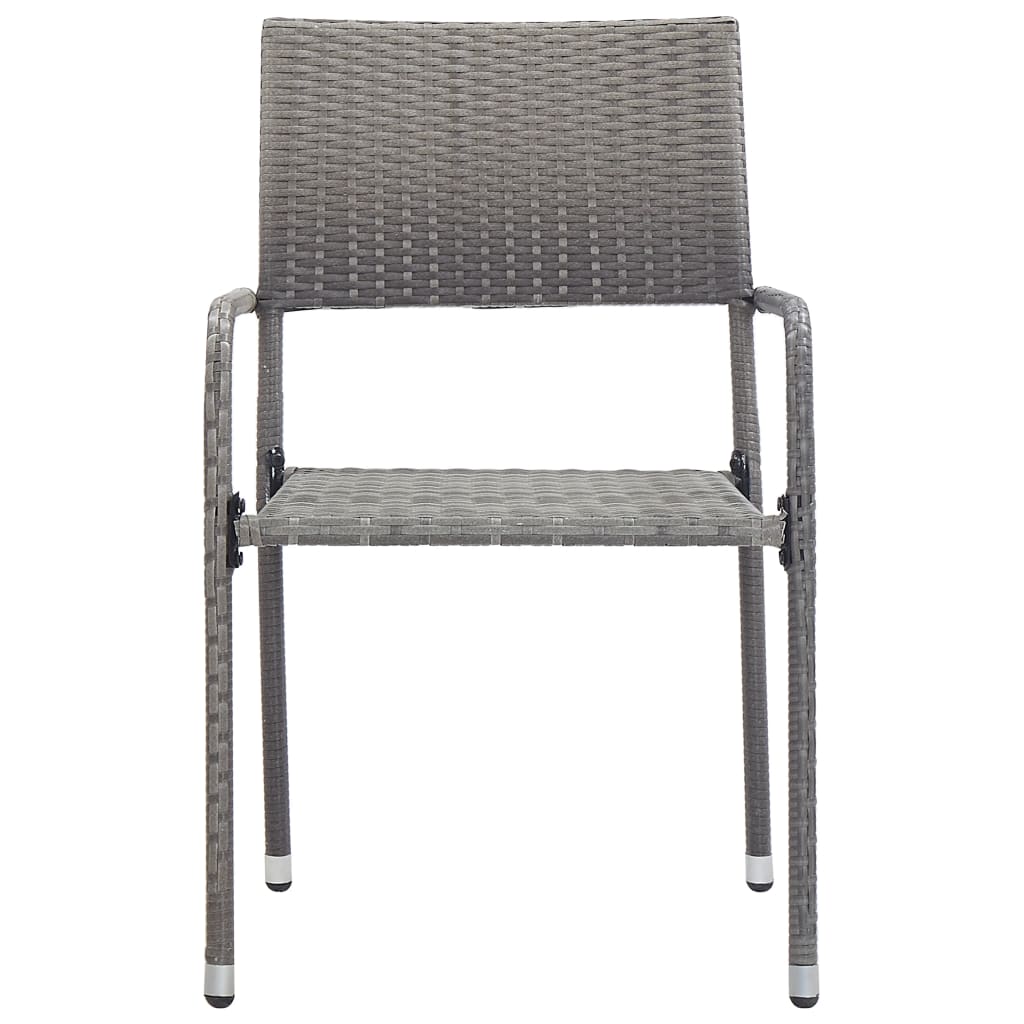 vidaXL Tuinstoelen 6 st stapelbaar poly rattan grijs