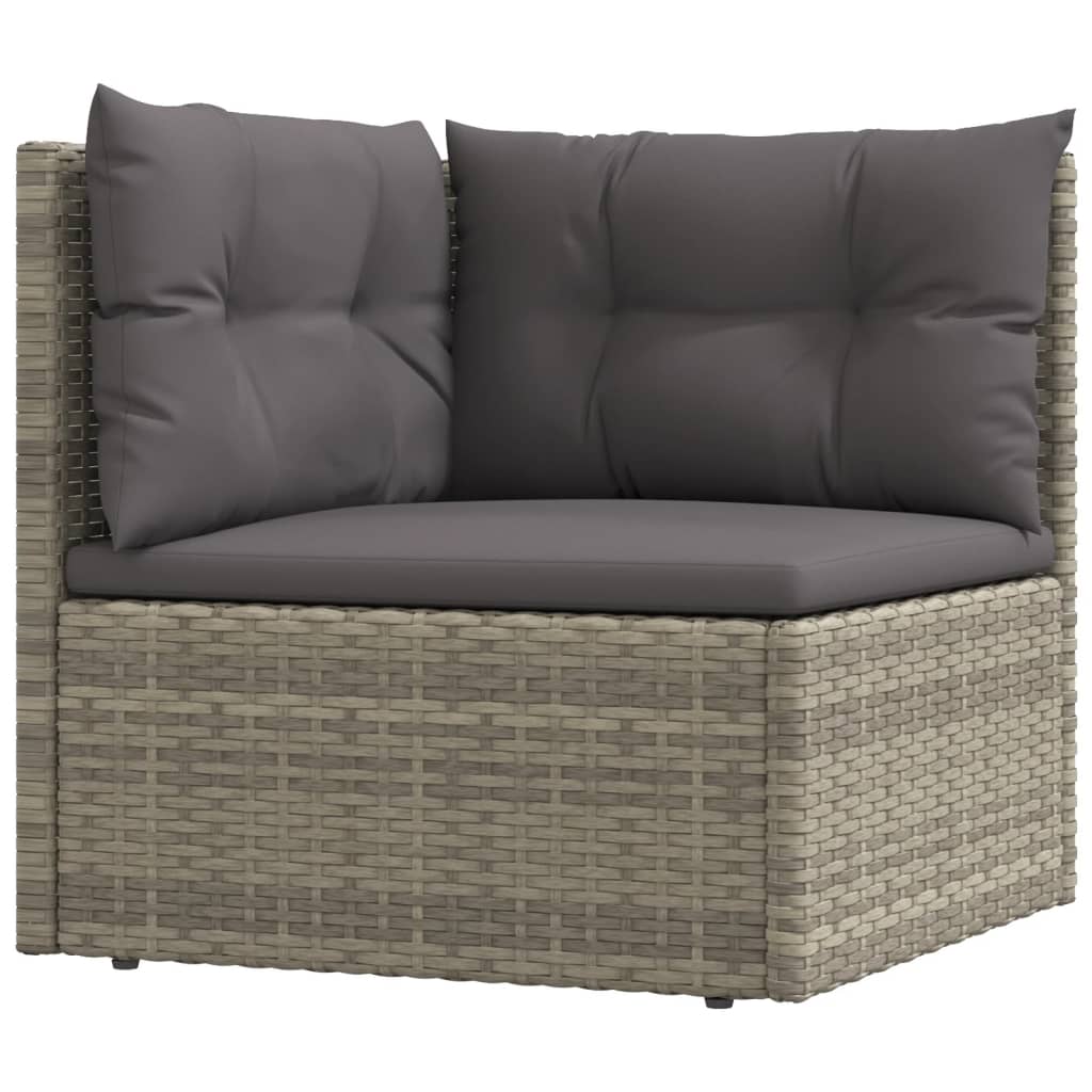 vidaXL 8-delige Loungeset met kussens poly rattan grijs