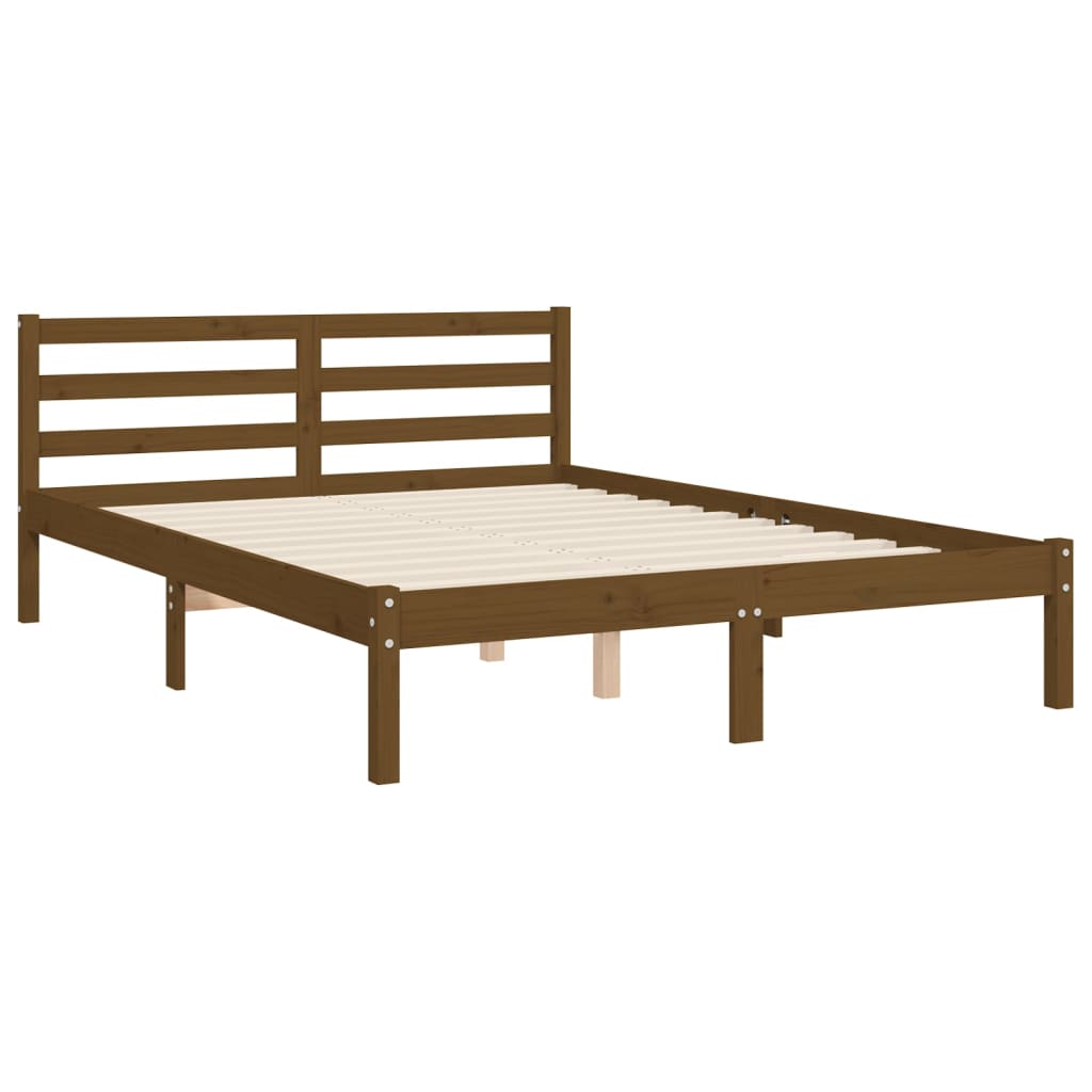 vidaXL Bedframe met hoofdbord massief hout honingbruin 140x200 cm