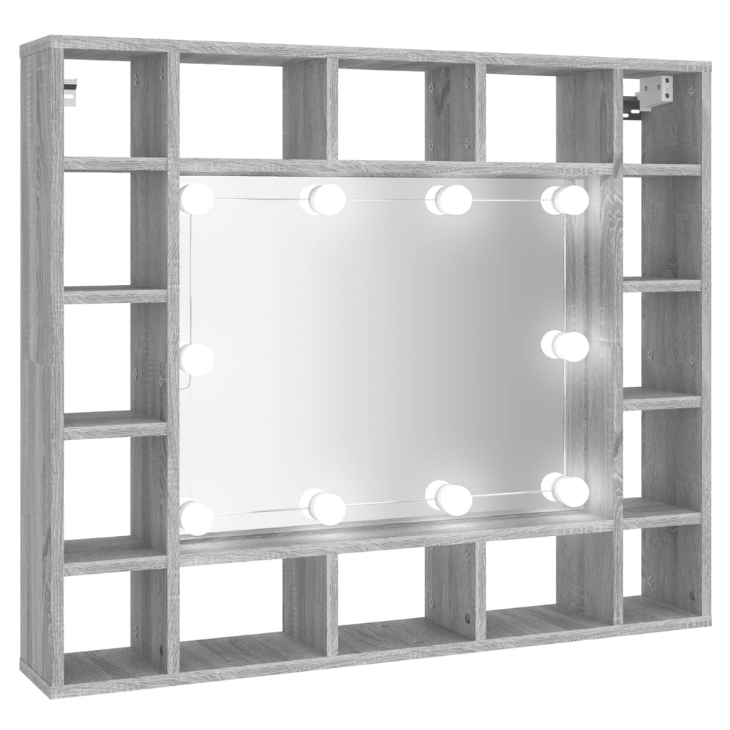 vidaXL Spiegelkast met LED-verlichting 91x15x76,5 cm grijs sonoma