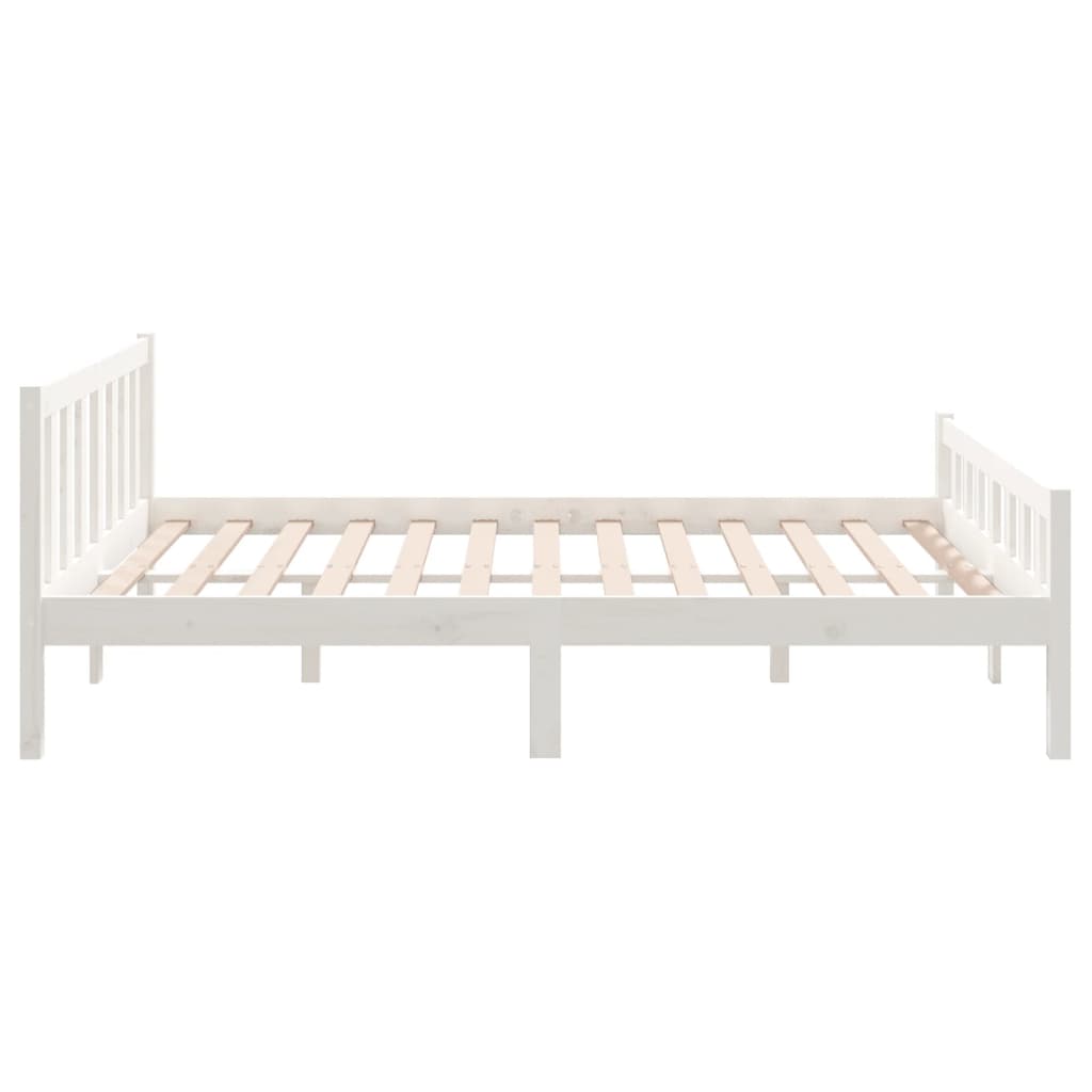 vidaXL Bedframe massief hout wit 135x190 cm