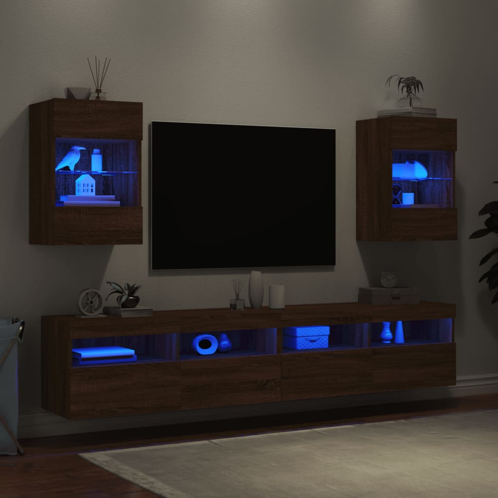 vidaXL Tv-wandmeubels met LED 2 st 40x30x60,5 cm bruineikenkleurig