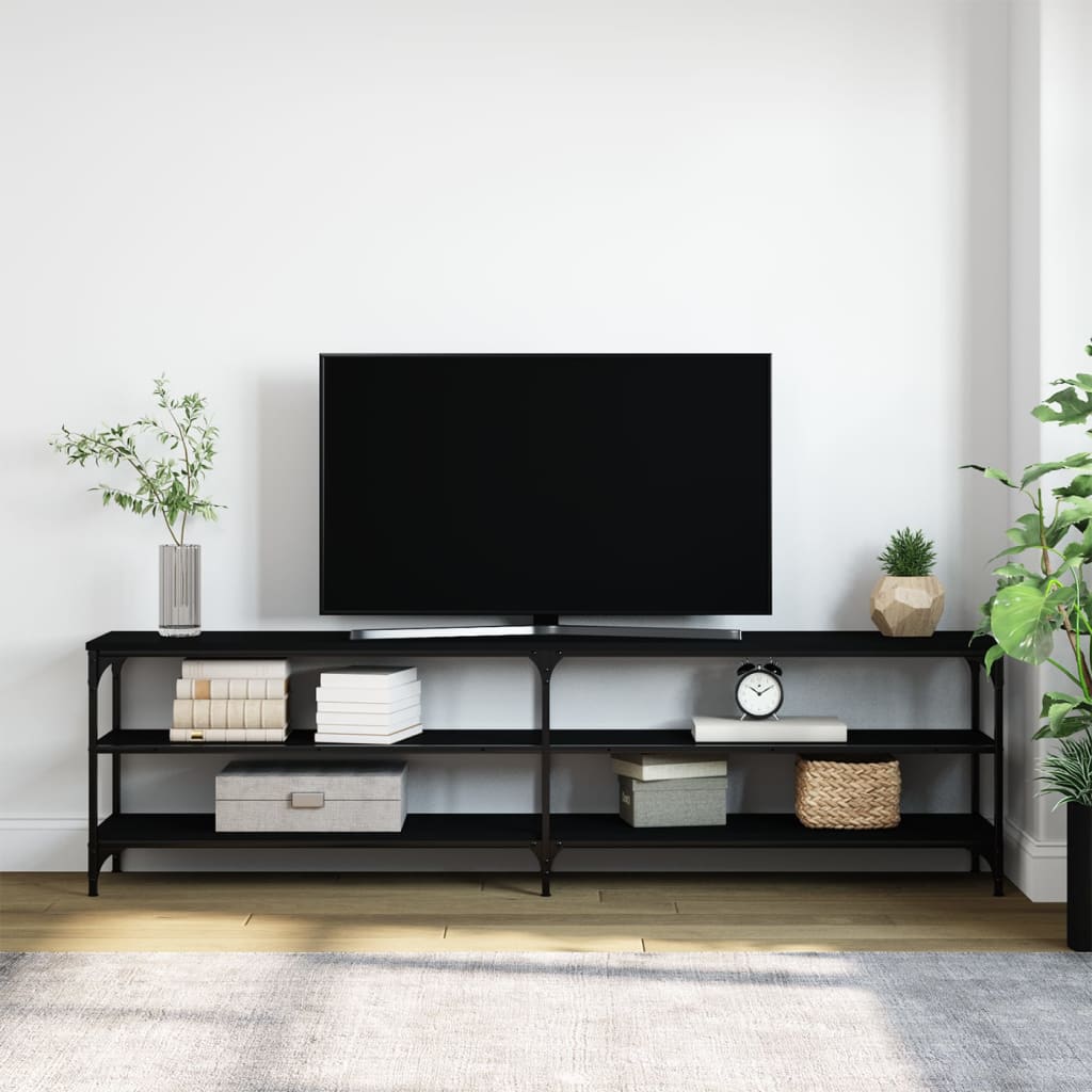 vidaXL Tv-meubel 180x30x50 cm bewerkt hout metaal zwart