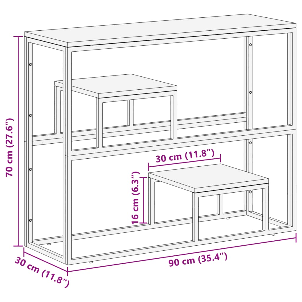 vidaXL Wandtafel roestvrij staal en massief acaciahout zilverkleurig