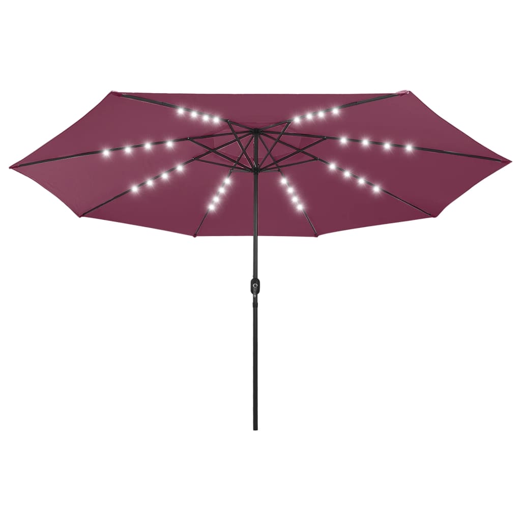 vidaXL Parasol met LED-verlichting 400 cm bordeauxrood