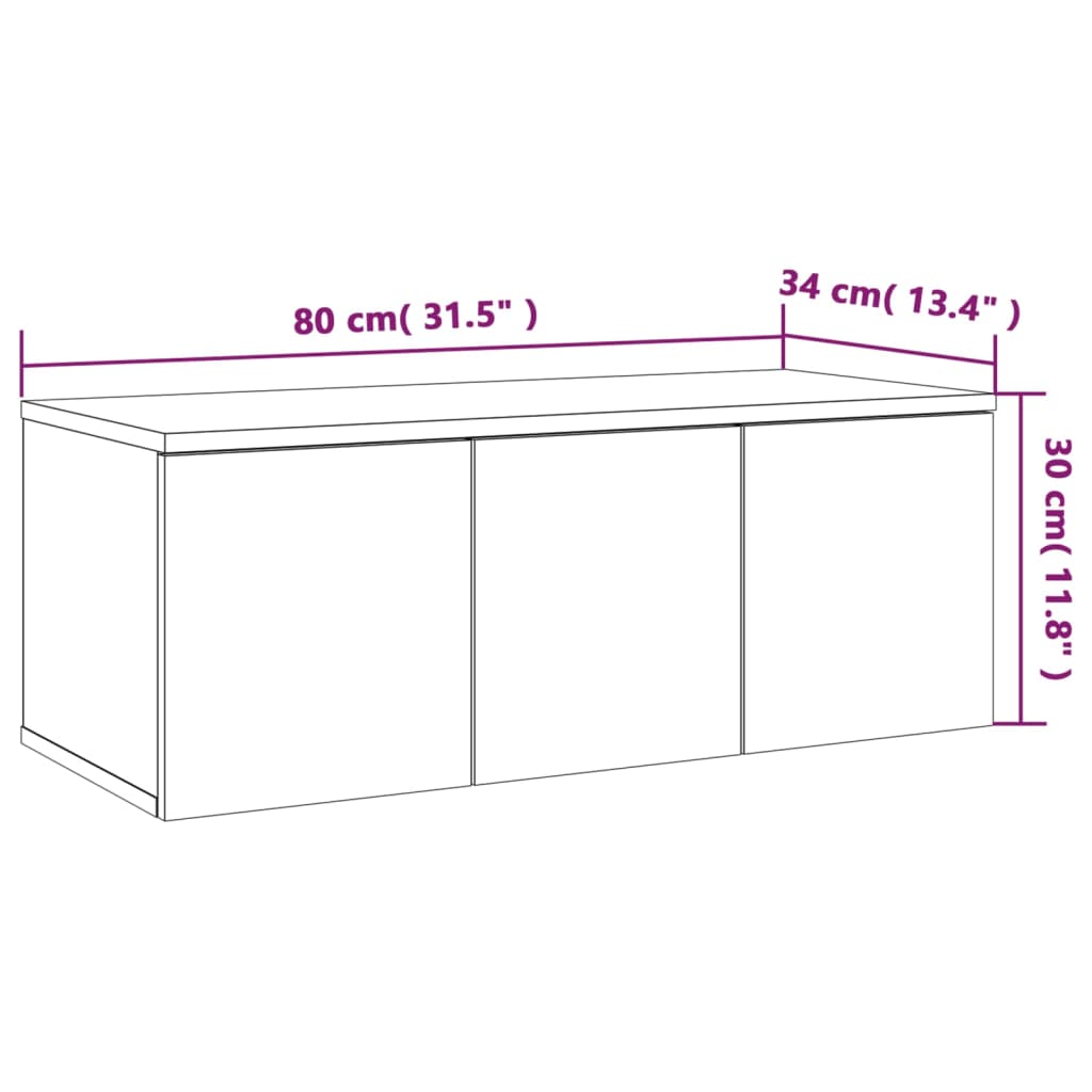 vidaXL Tv-meubel 80x34x30 cm bewerkt hout grijs sonoma eikenkleurig