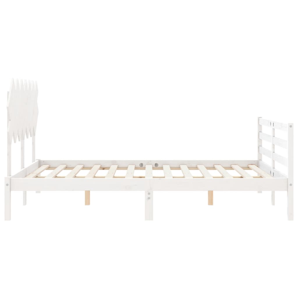 vidaXL Bedframe met hoofdbord massief hout wit 140x200 cm