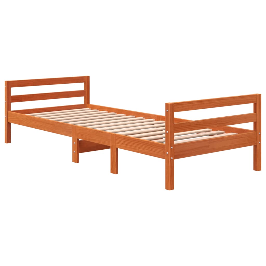 vidaXL Bedframe massief grenenhout wasbruin 90x190 cm