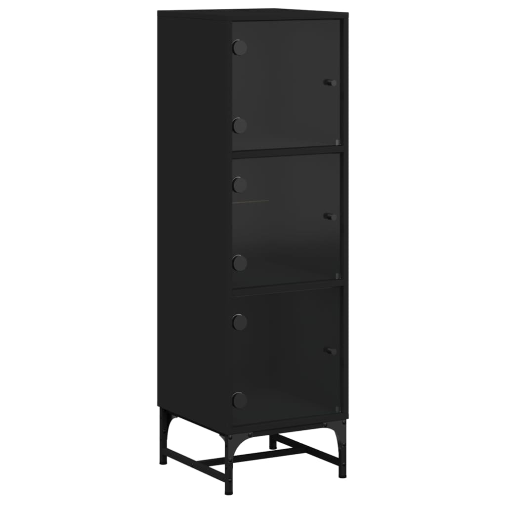 VidaXL Hoge kast met glazen deuren 35x37x120 cm wit