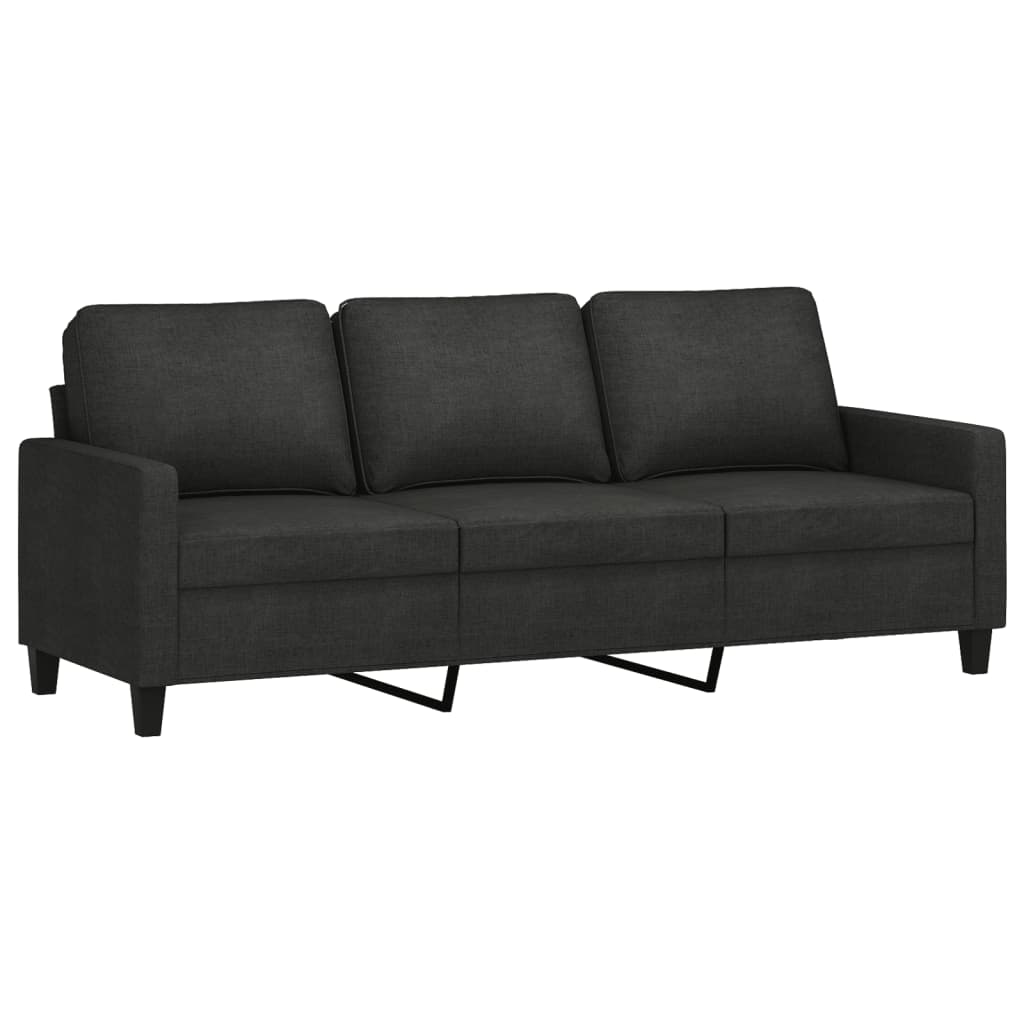 vidaXL 3-delige loungeset met kussens stof zwart