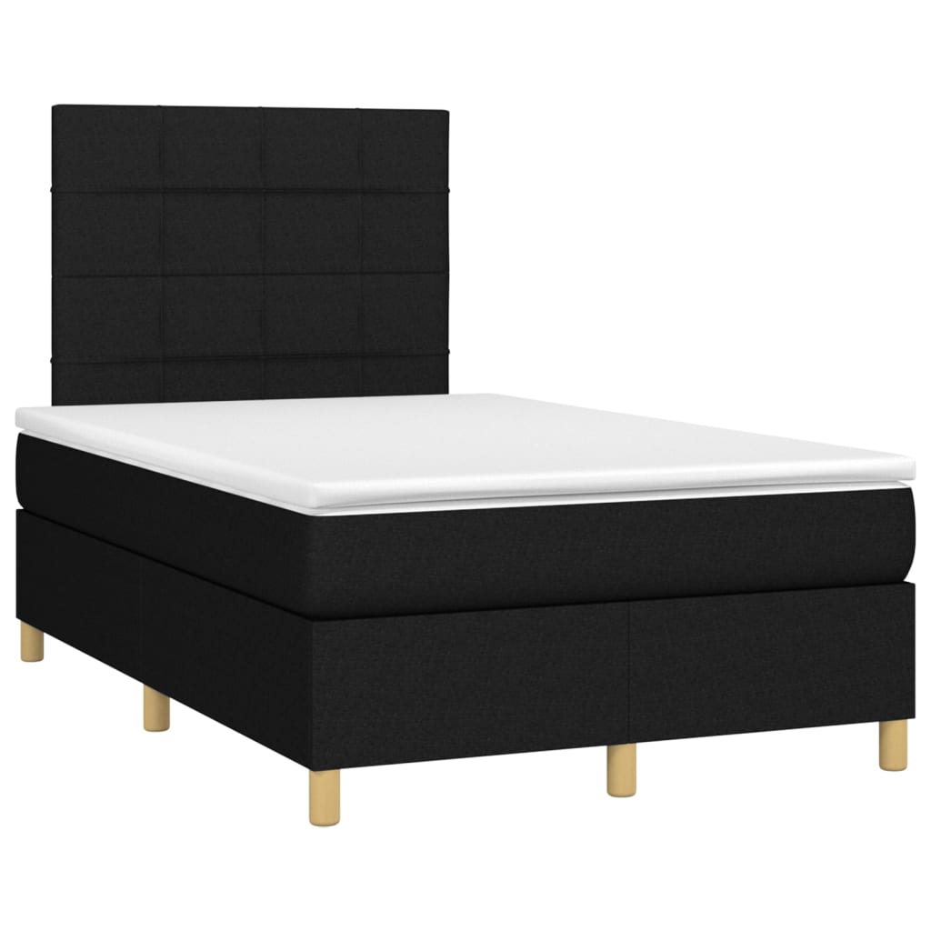 vidaXL Boxspring met matras en LED stof zwart 120x200 cm