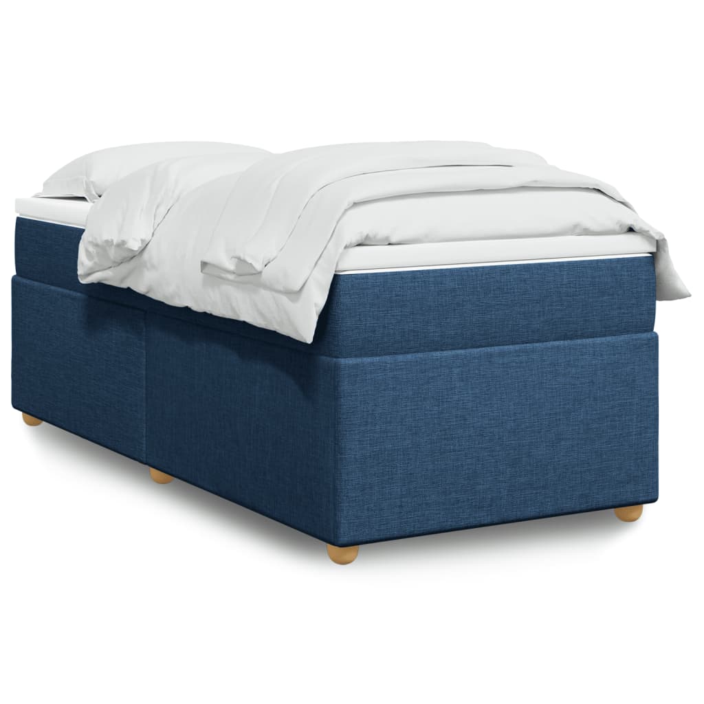 vidaXL Boxspring met matras stof blauw 90x200 cm