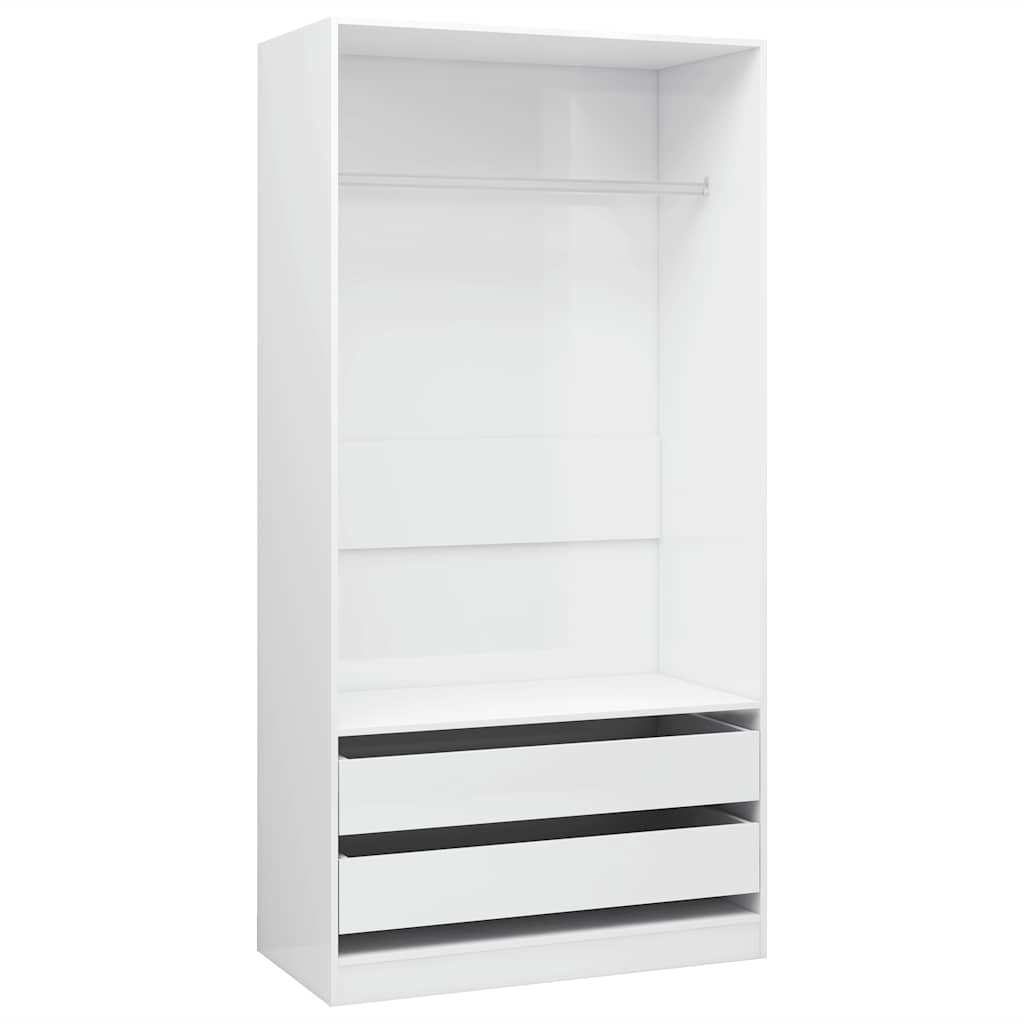 vidaXL Kledingkast 100x50x200 cm bewerkt hout hoogglans wit