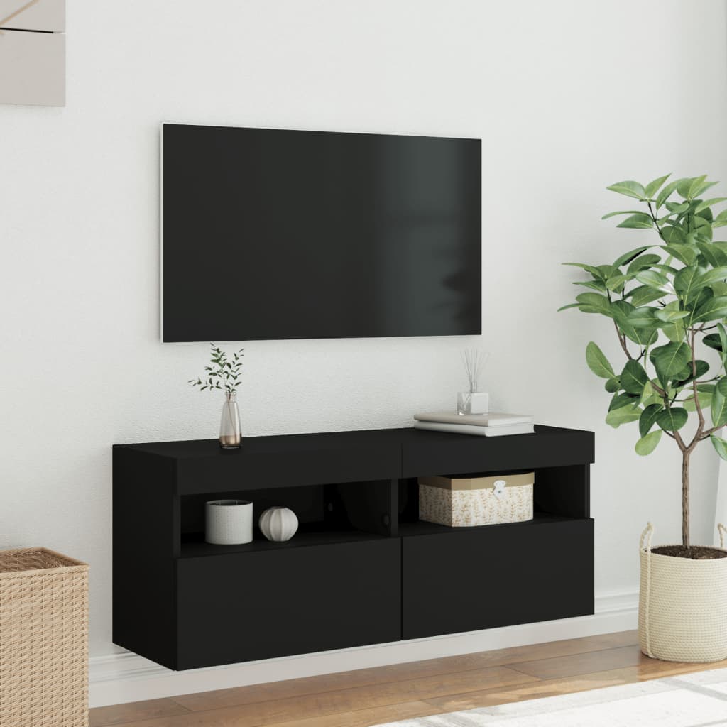 vidaXL Tv-wandmeubel met LED-verlichting 100x30x40 cm zwart