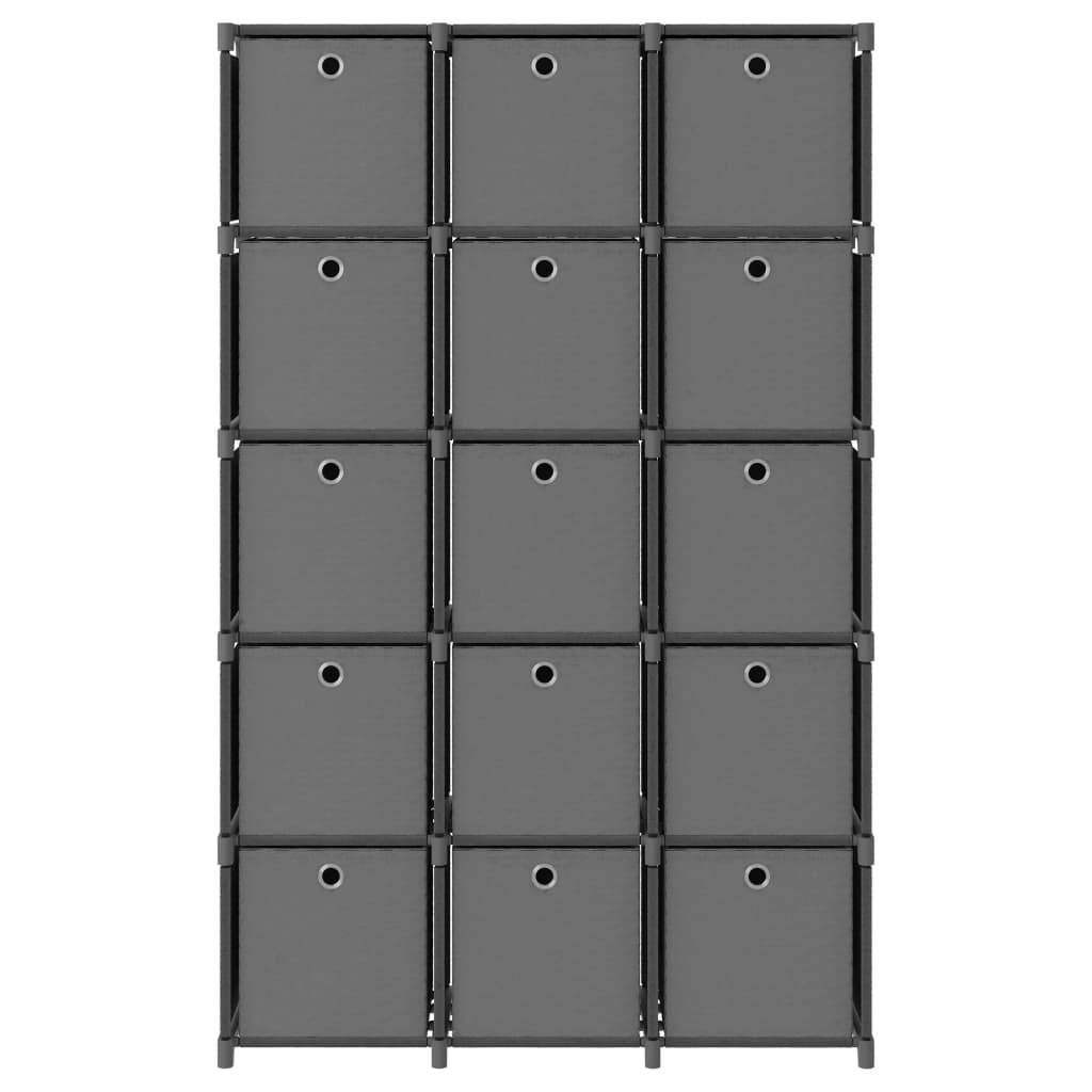 vidaXL Kast met 15 vakken met boxen 103x30x175,5 cm stof grijs