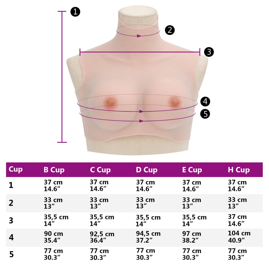 vidaXL Borstprothese D-cup silicone Kaukasisch