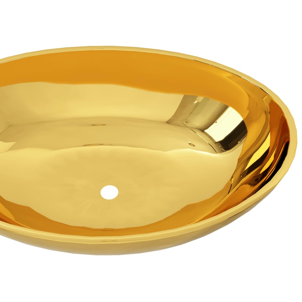 vidaXL Wastafel 40x33x13,5 cm keramiek goudkleurig
