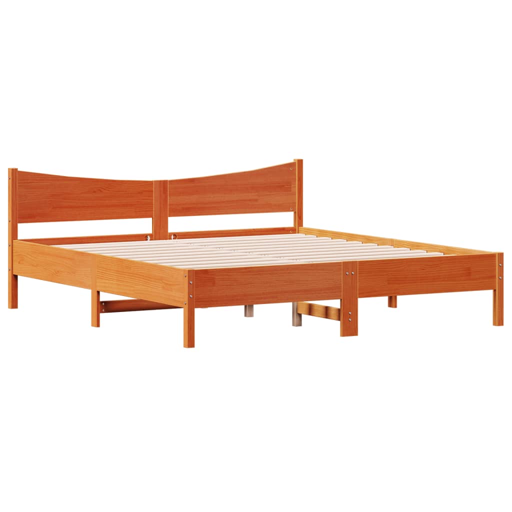 vidaXL Bedframe zonder matras massief grenenhout wasbruin 180x200 cm