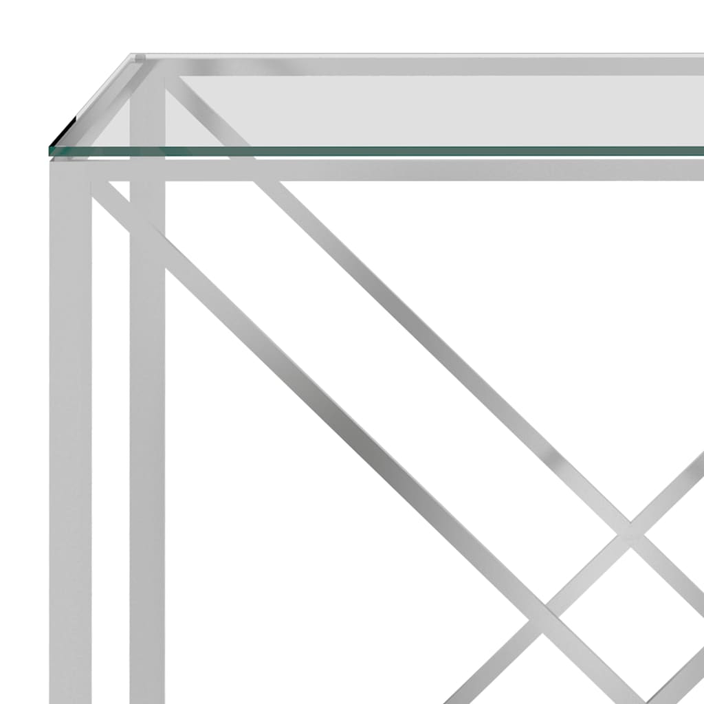 vidaXL Salontafel 55x55x55 cm roestvrij staal en glas zilverkleurig