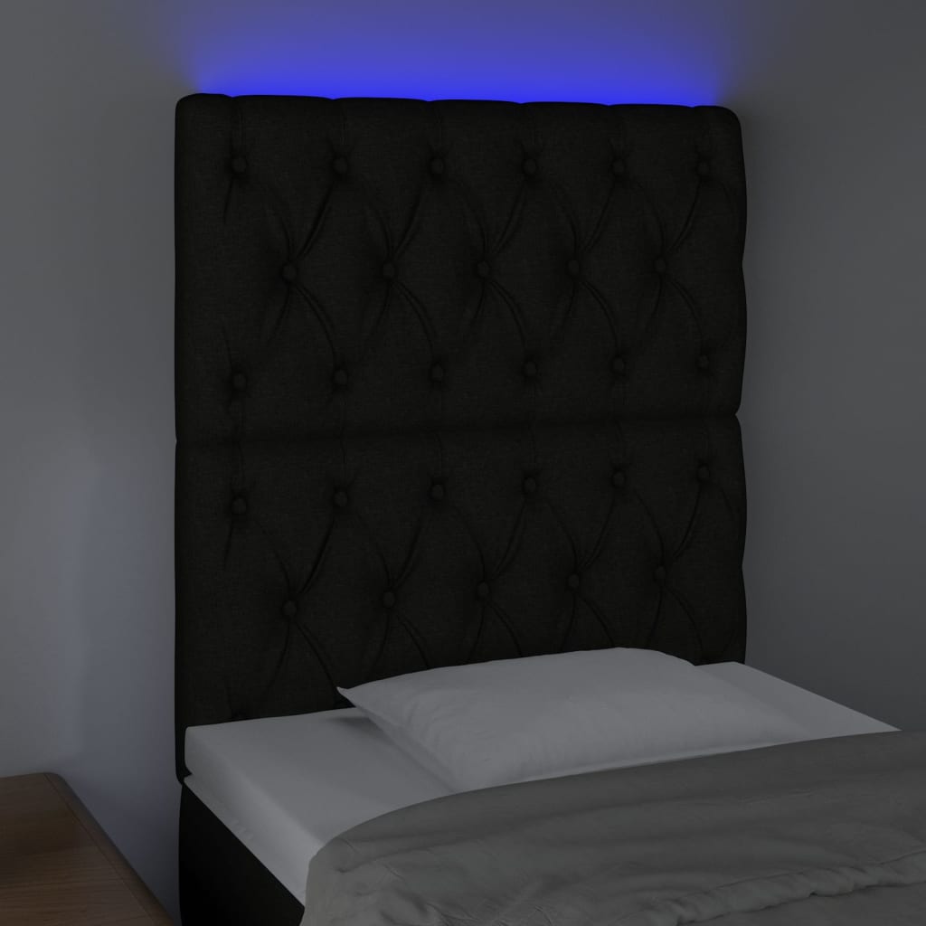 vidaXL Hoofdbord LED 80x7x118/128 cm stof zwart