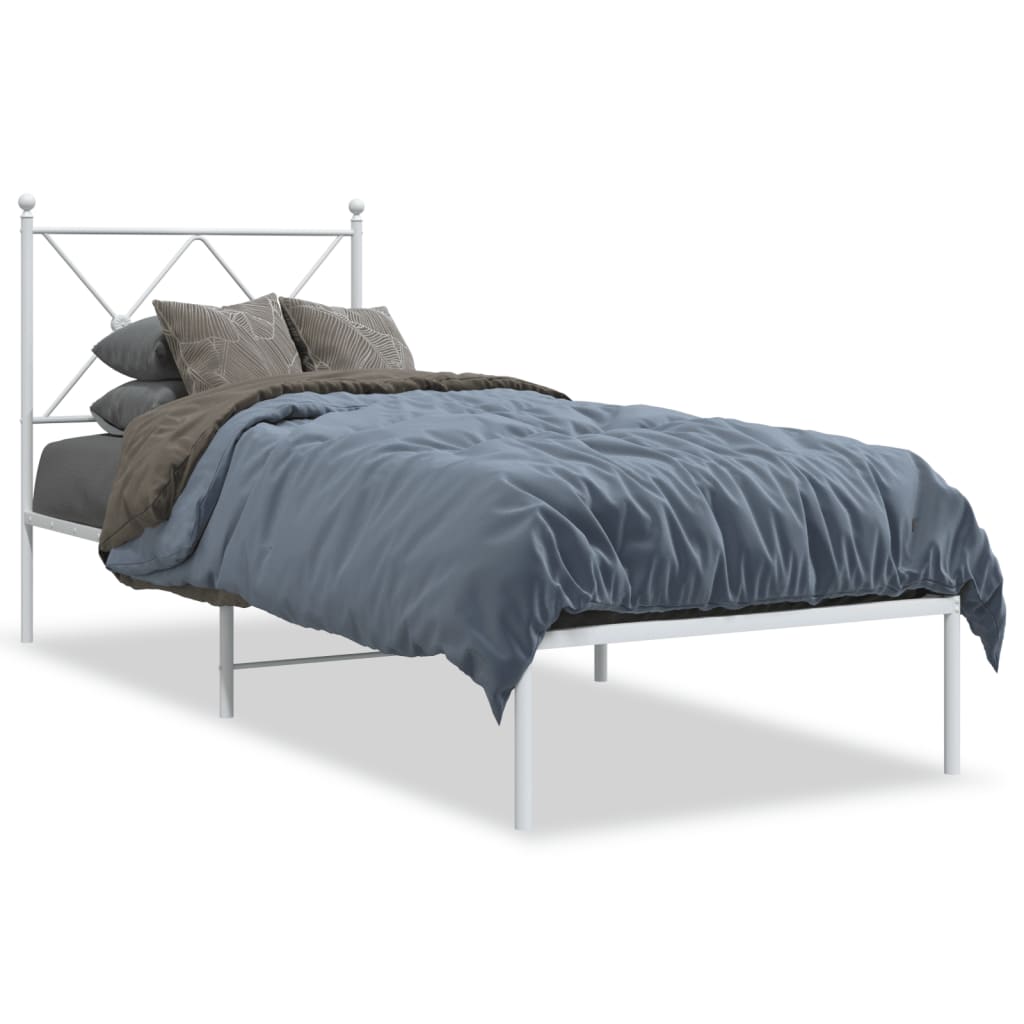 vidaXL Bedframe met hoofdbord metaal wit 75 x 190 cm