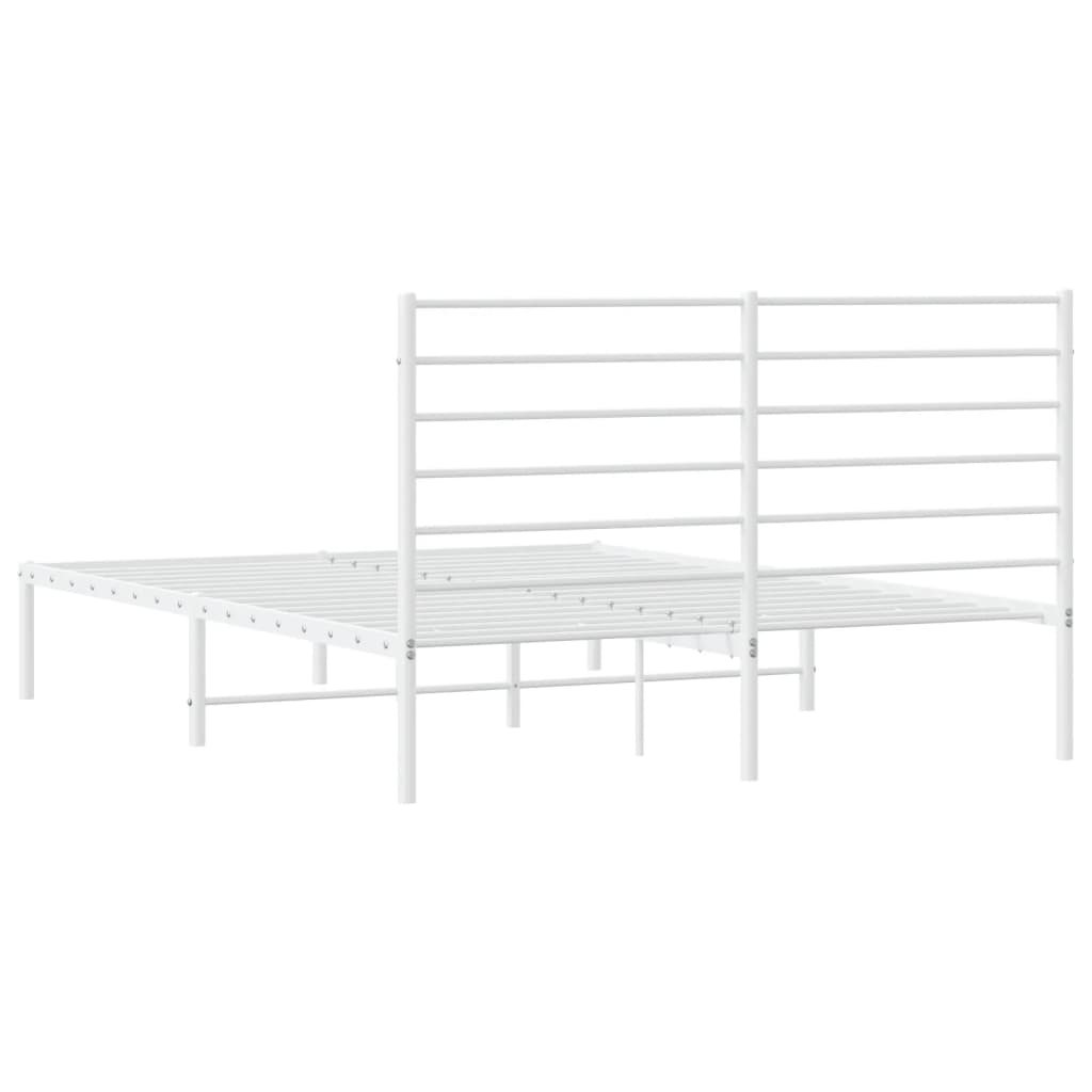 vidaXL Bedframe met hoofdbord metaal wit 140x200 cm