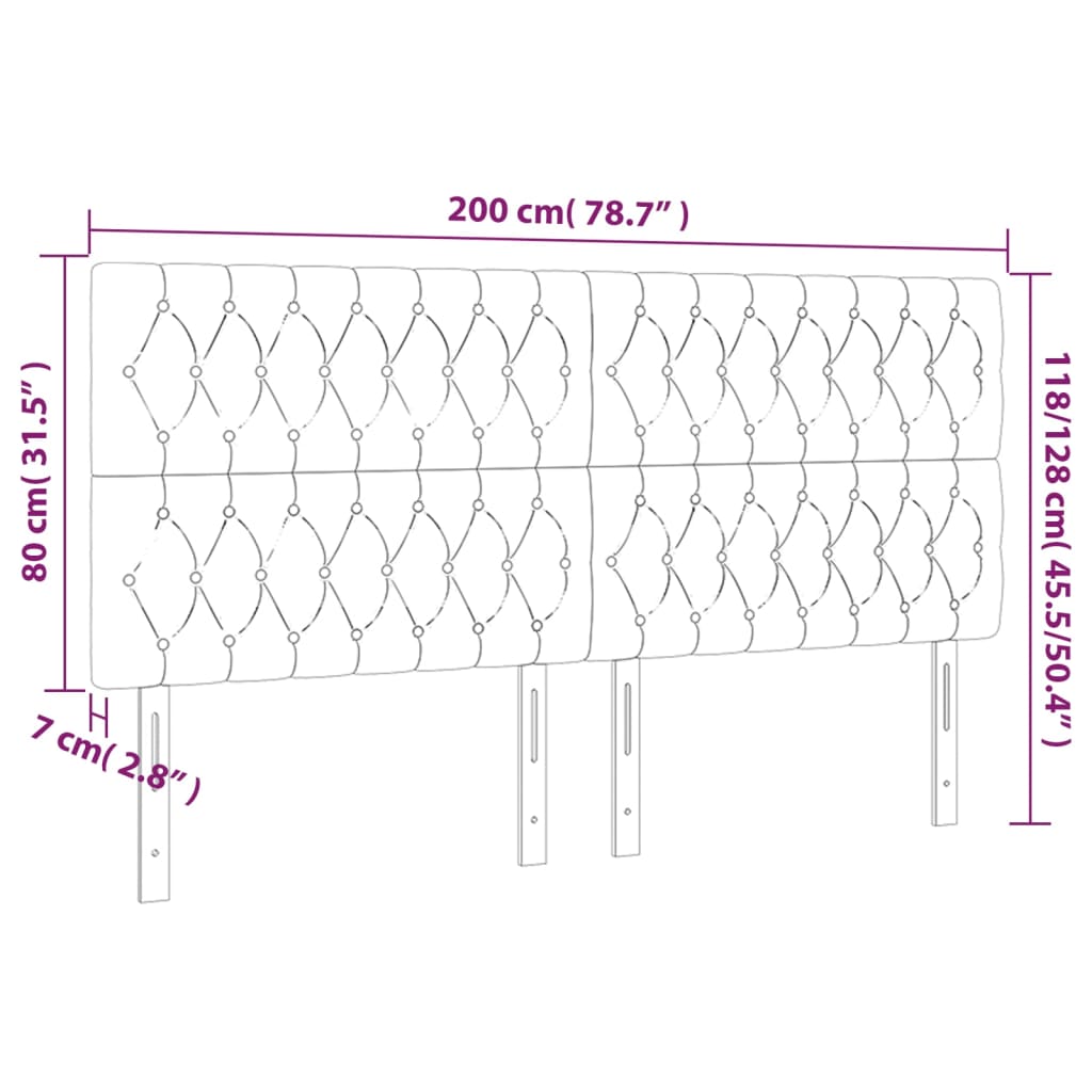 vidaXL Hoofdborden 4 st 100x7x78/88 cm fluweel lichtgrijs