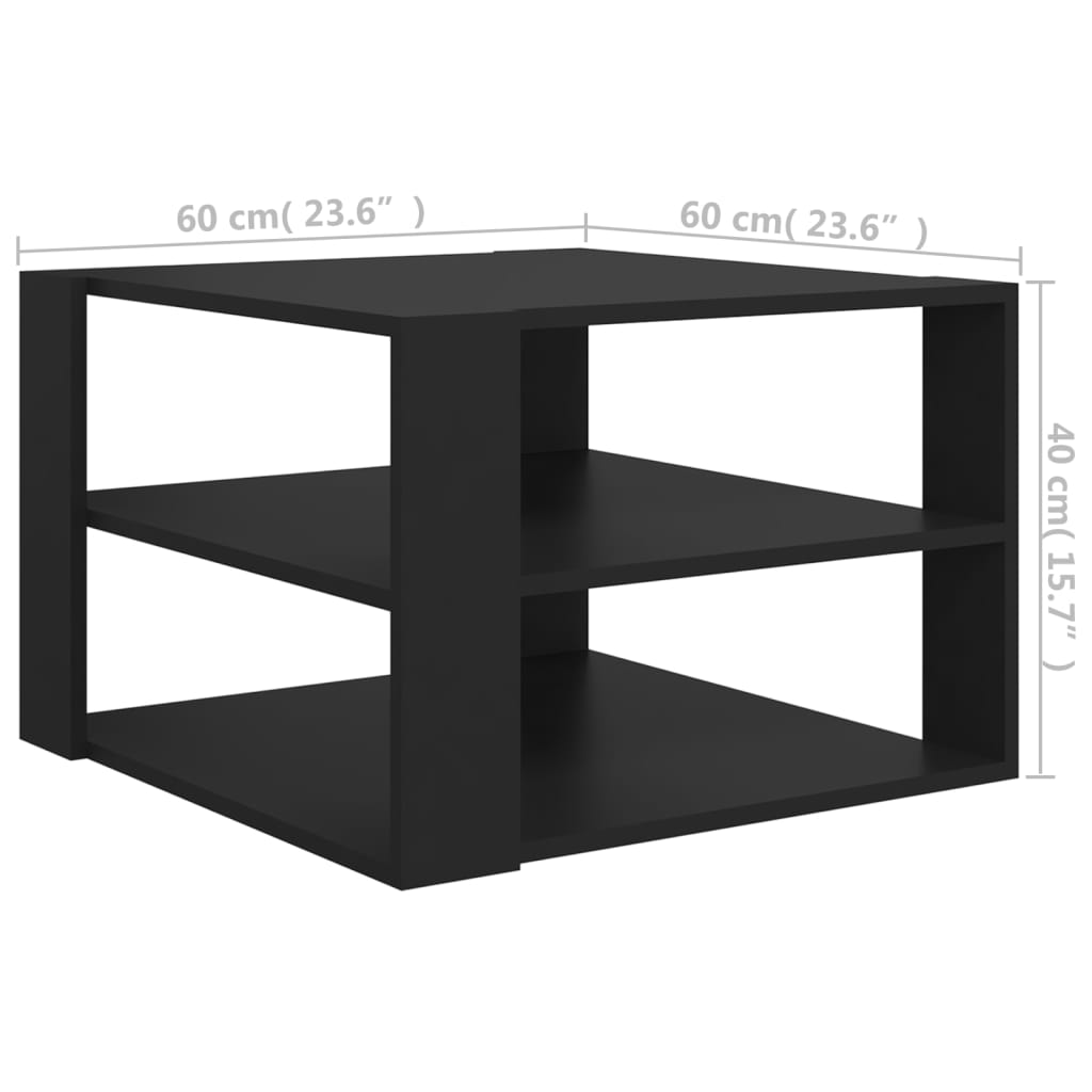 vidaXL Salontafel 60x60x40 cm spaanplaat zwart