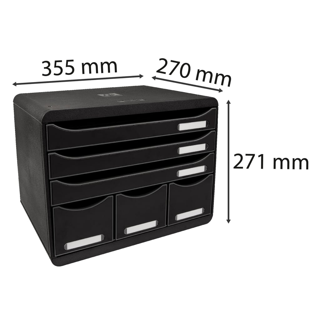Exacompta Bureauladeblok Store-Box Maxi met 6 lades glanzend zwart