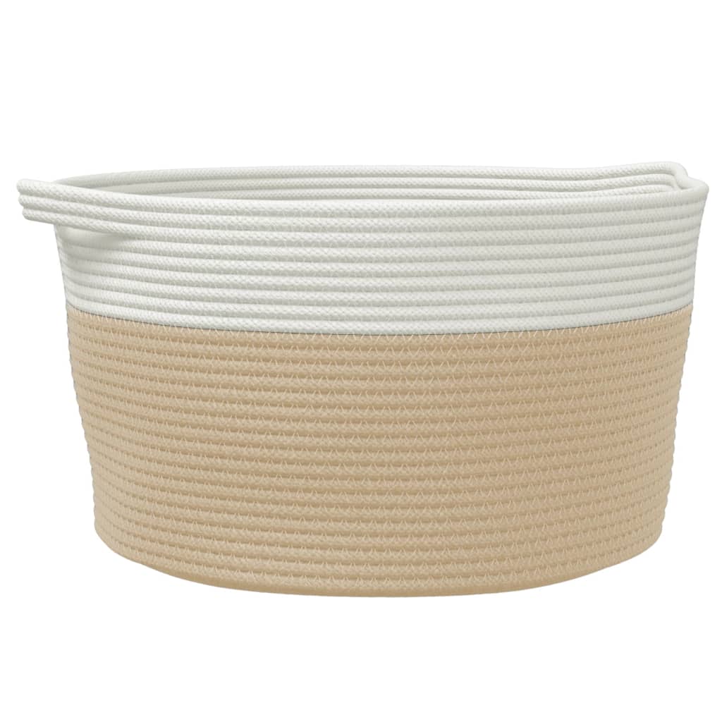 vidaXL Opbergmand 51x33 cm katoen beige en wit