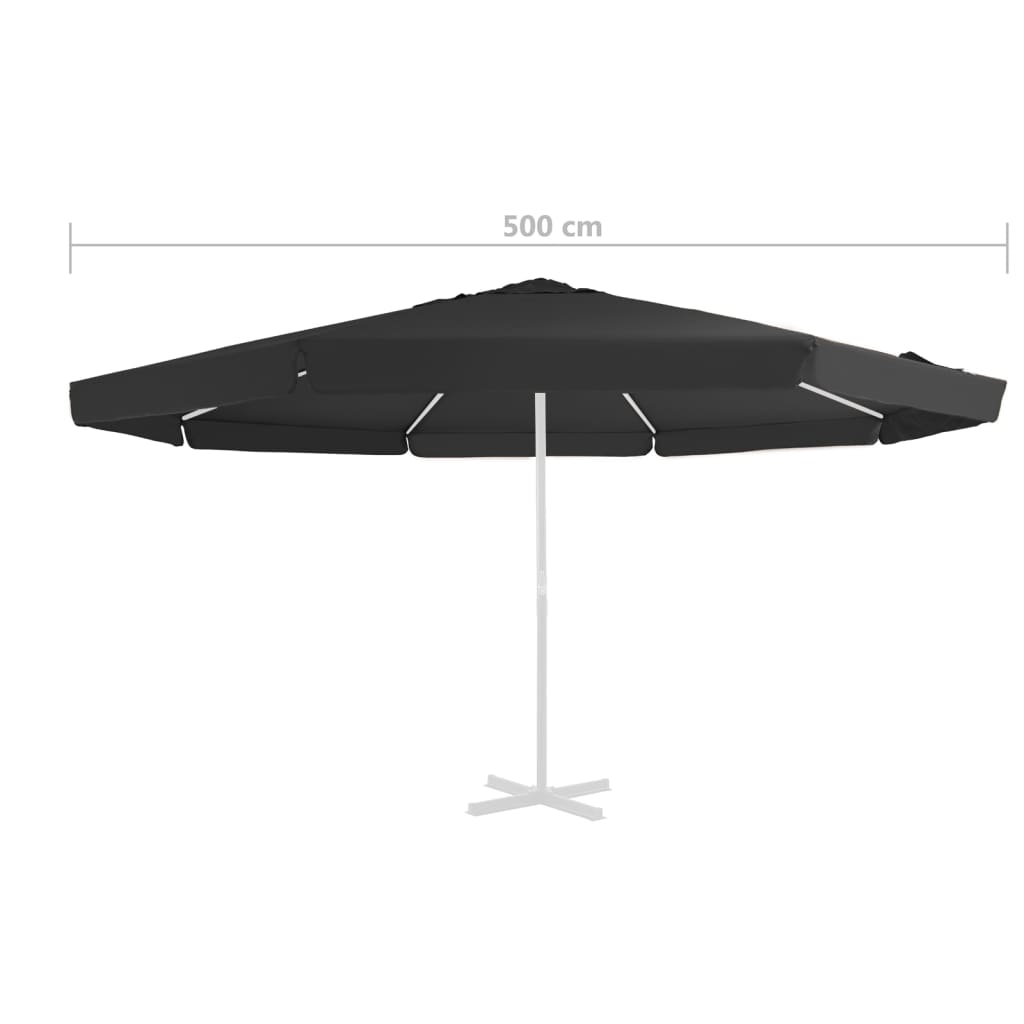 vidaXL Vervangingsdoek voor parasol 500 cm zwart