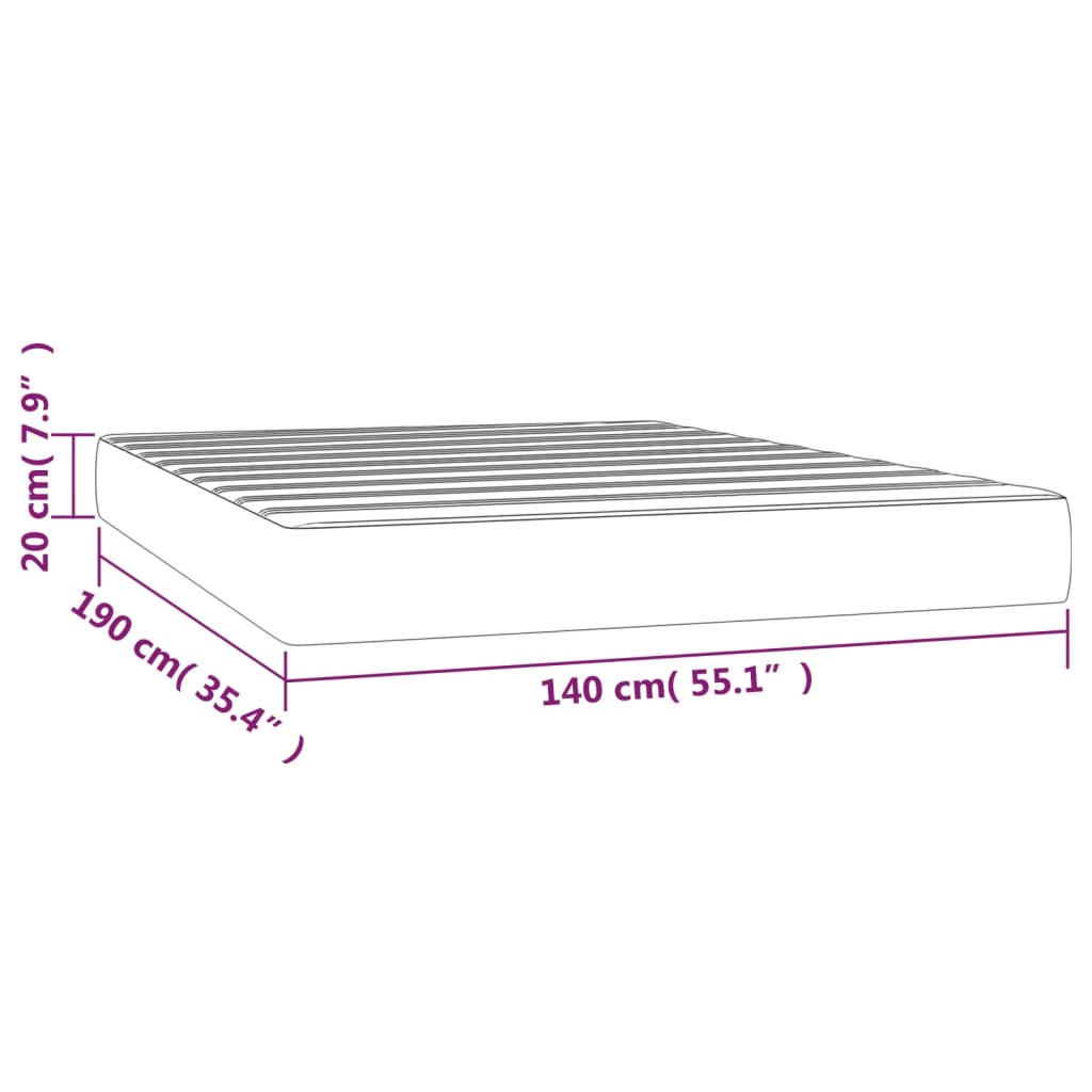 vidaXL Pocketveringmatras 140x190x20 cm stof donkerbruin