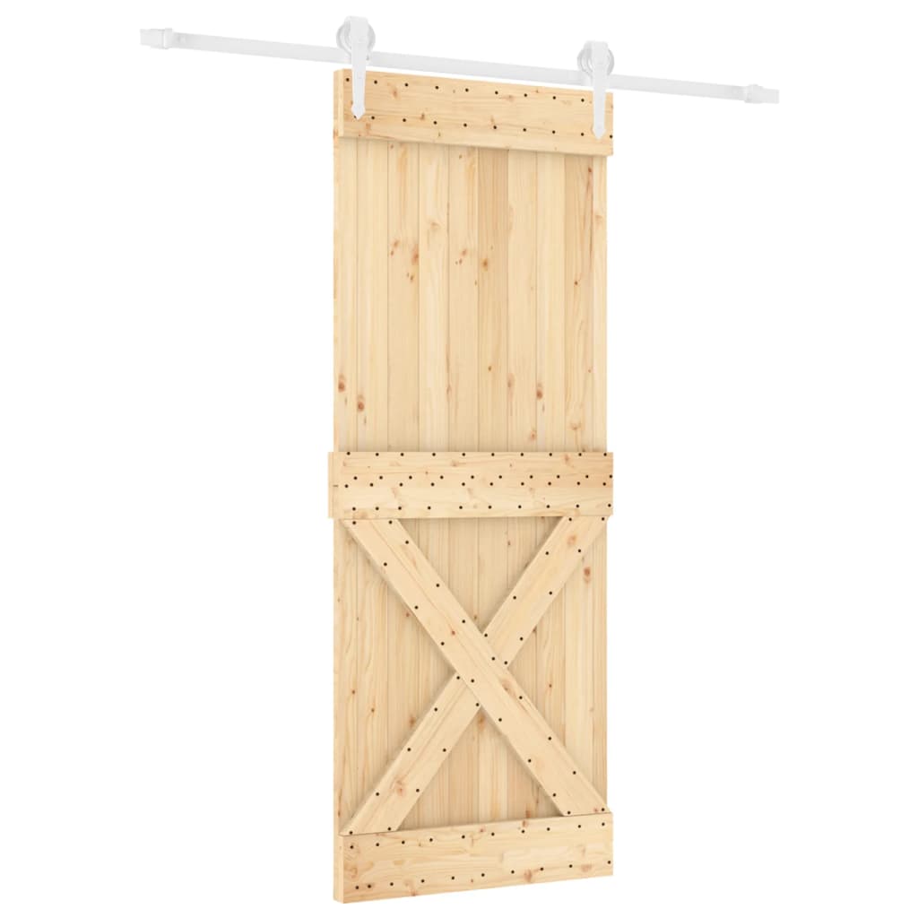 vidaXL Schuifdeur met beslag 80x210 cm massief grenenhout