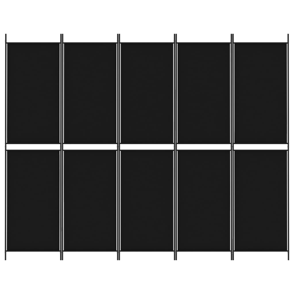 vidaXL Kamerscherm met 5 panelen 250x200 cm stof zwart