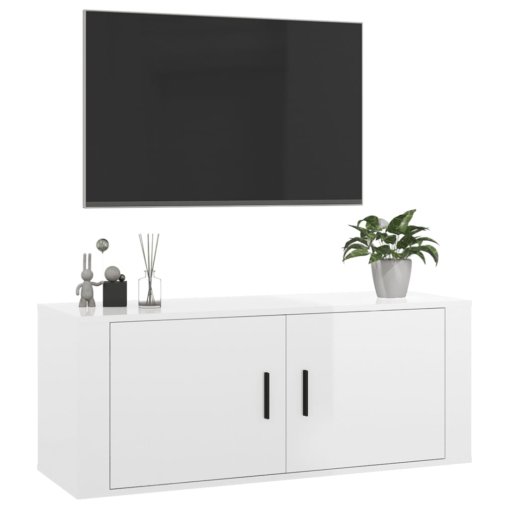 vidaXL Tv-wandmeubel 100x34,5x40 cm hoogglans wit