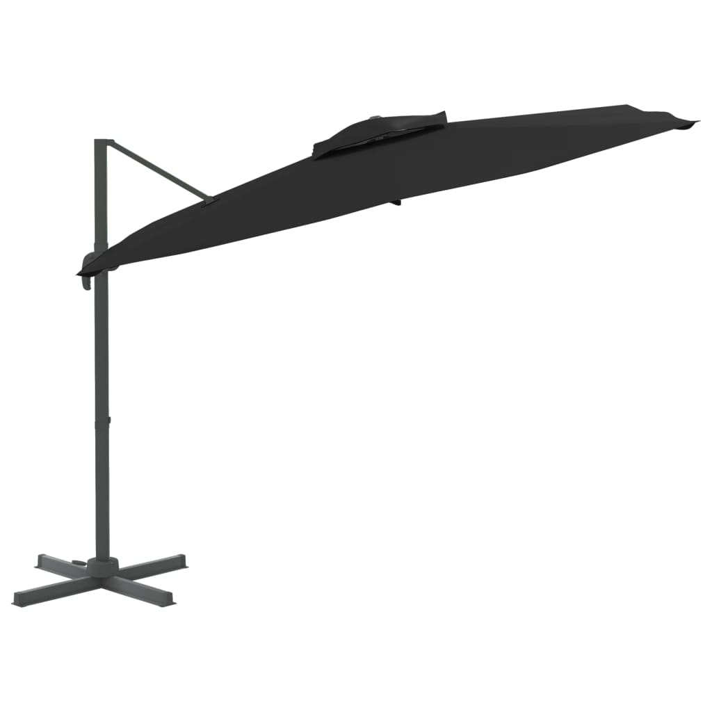 vidaXL Zweefparasol met dubbel dak 300x300 cm zwart