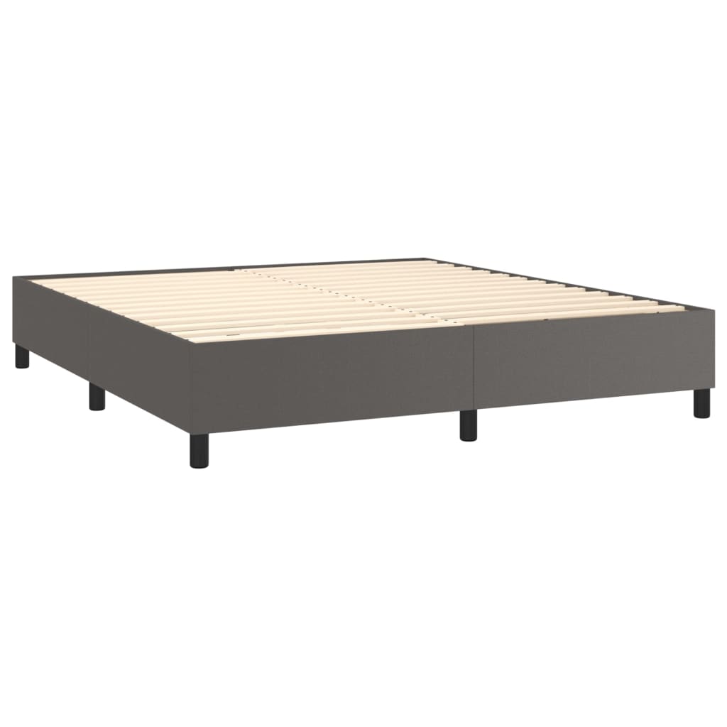 vidaXL Boxspring met matras en LED kunstleer grijs 160x200 cm