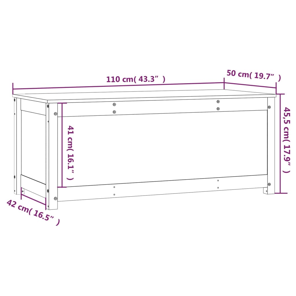 vidaXL Opbergbox wit 110x50x45,5 cm massief grenenhout