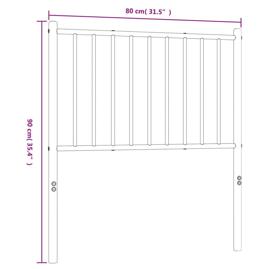 vidaXL Hoofdbord metaal zwart 75 cm