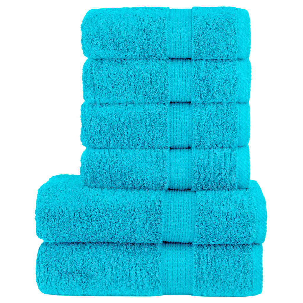 vidaXL 6-delige Handdoekenset 600 g/m² 100% katoen turquoise