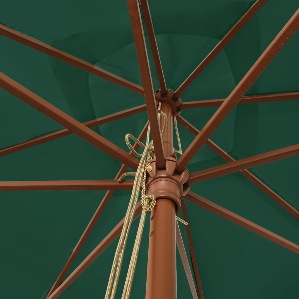 vidaXL Parasol met houten paal 300x300x273 cm groen
