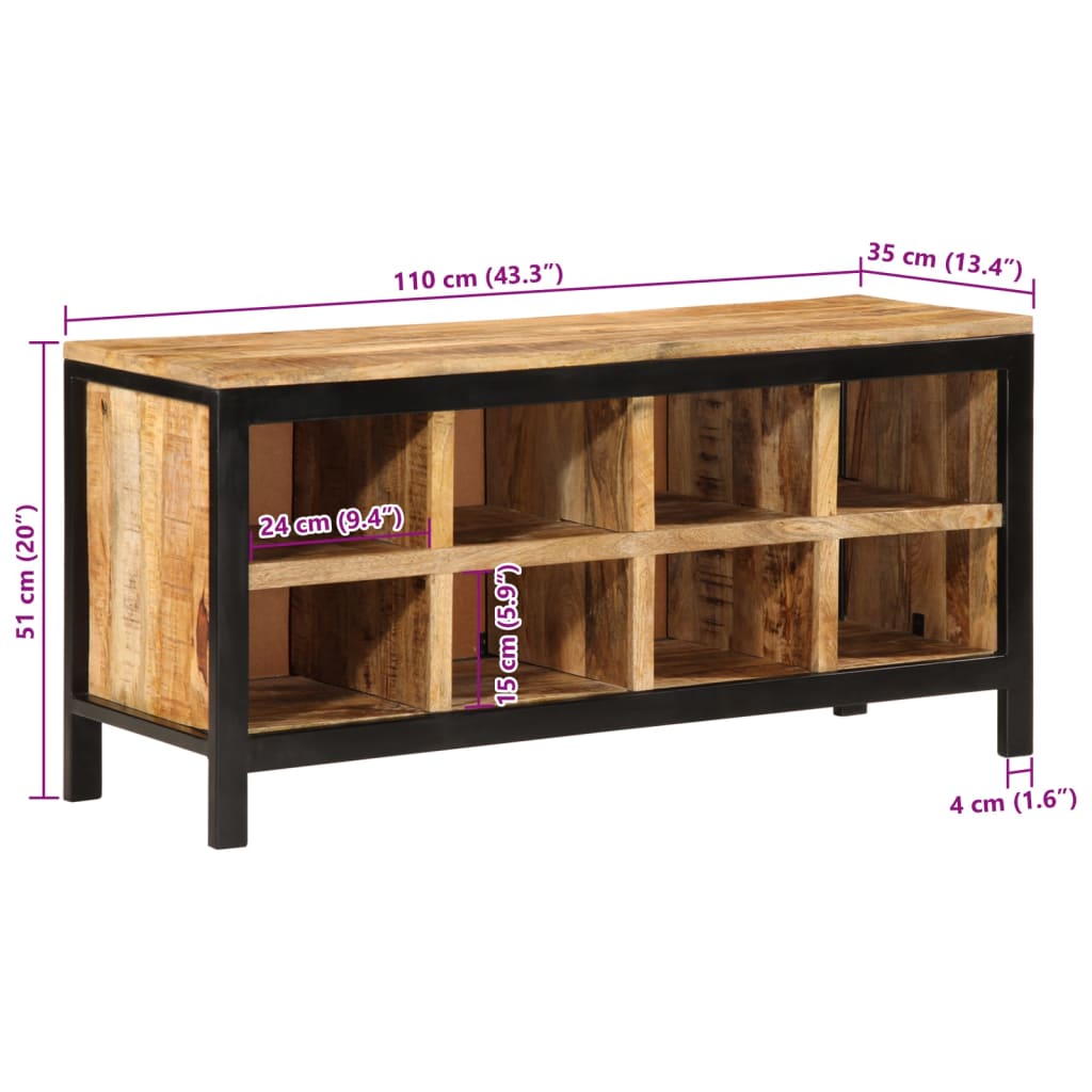 vidaXL Schoenenbankje 110x35x51 cm massief mangohout