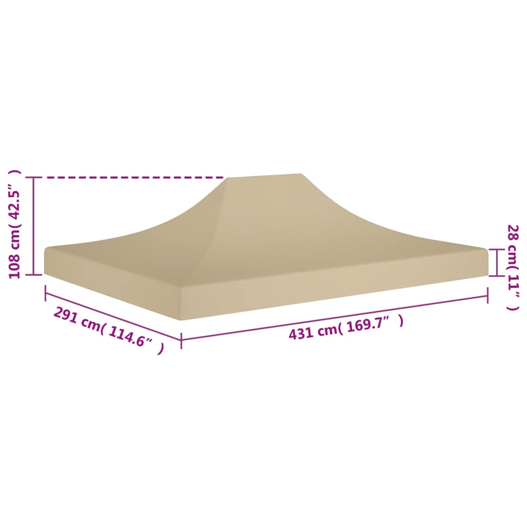 vidaXL Partytentdak 270 g/m² 4,5x3 m beige