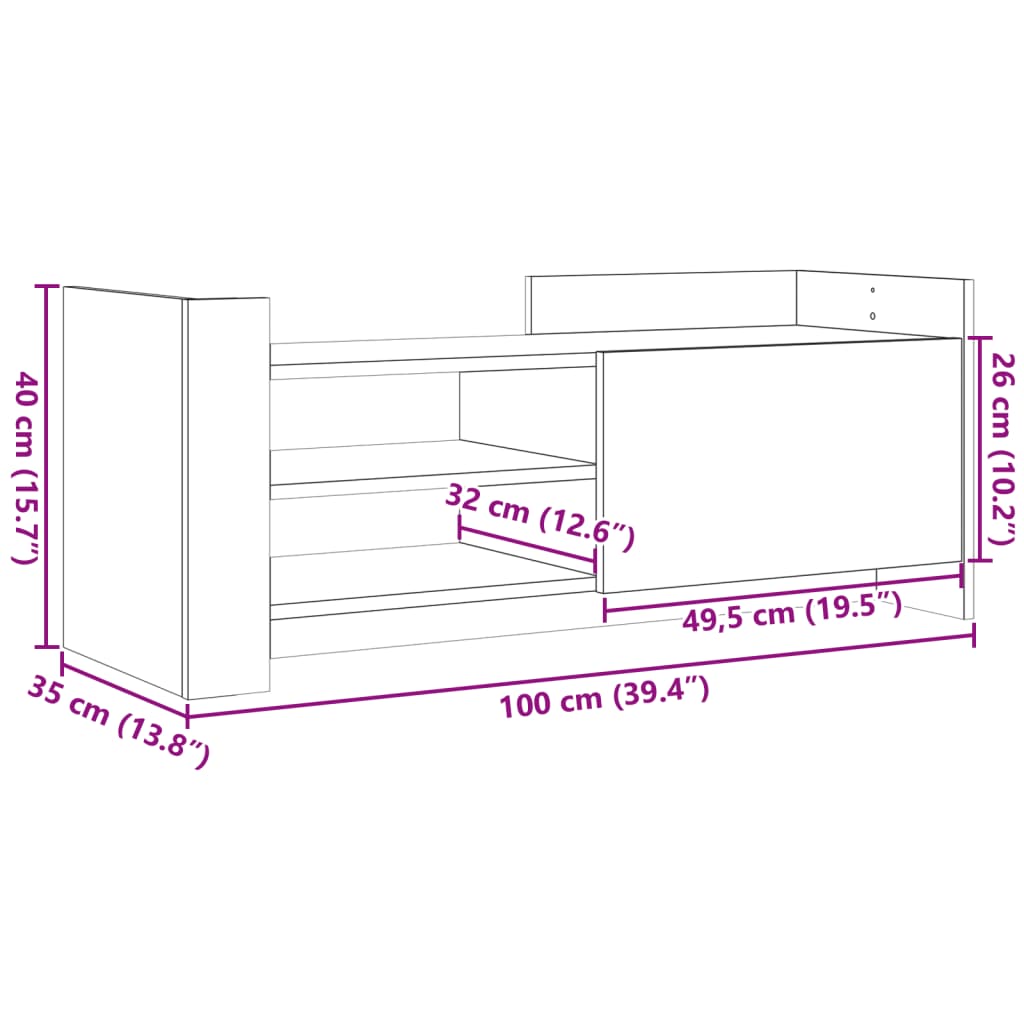 vidaXL Tv-meubel 100x35x40 cm bewerkt hout bruin eikenkleur