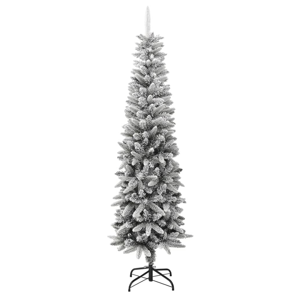 vidaXL Kunstkerstboom met sneeuw smal 210 cm PVC en PE