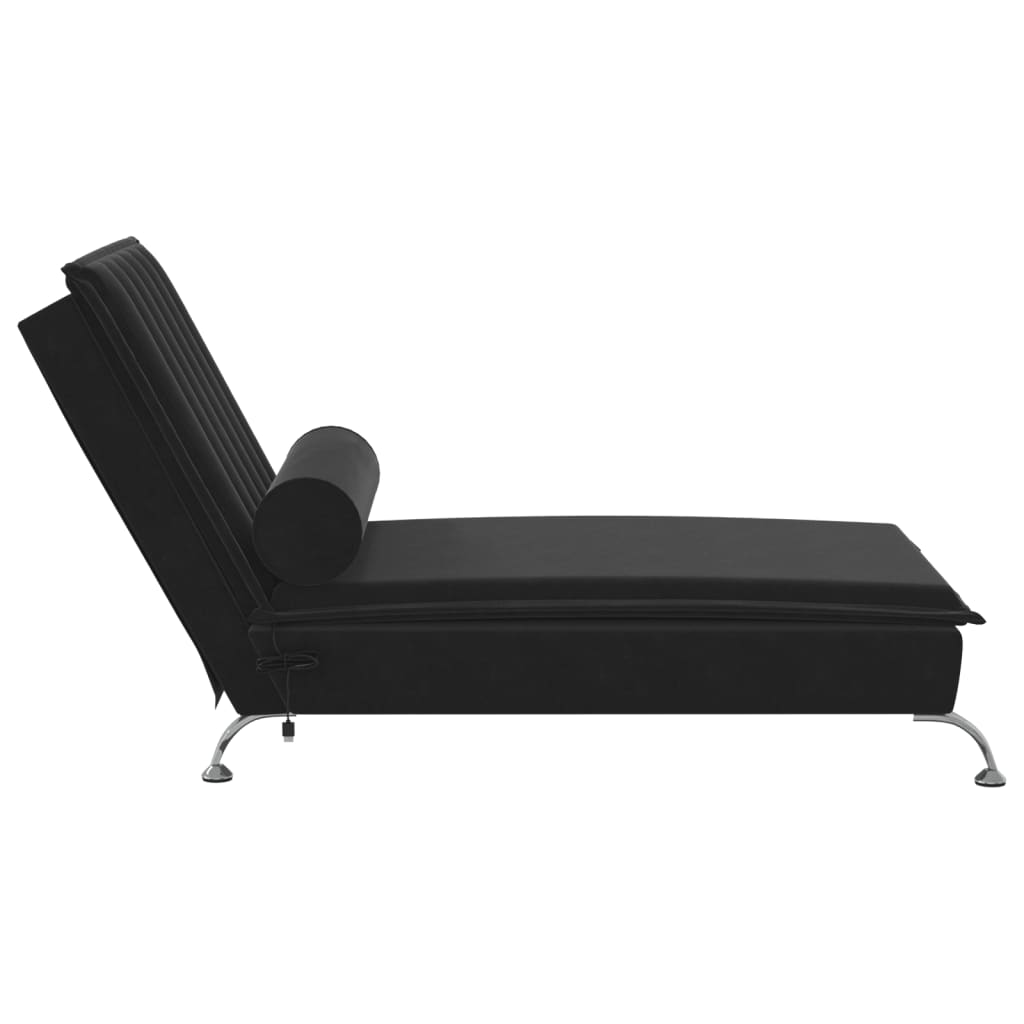 vidaXL Massage chaise longue met bolster fluweel zwart