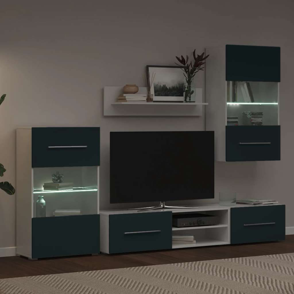 vidaXL 5-delige Tv-meubels met LED-verlichting bewerkt hout matindigo