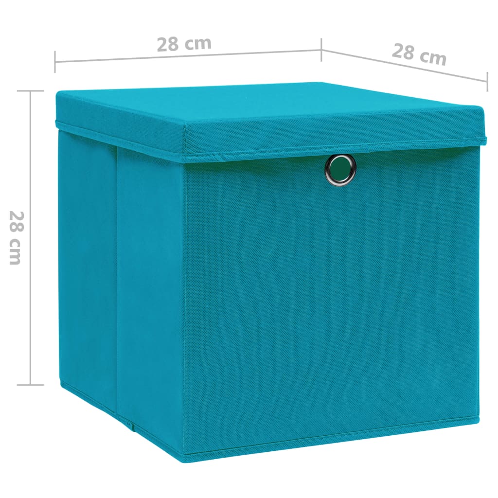 vidaXL Opbergboxen met deksel 10 st 28x28x28 cm babyblauw