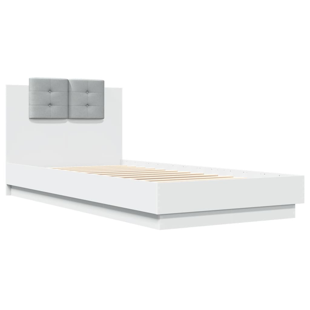 vidaXL Bedframe met hoofdbord en LED-verlichting wit